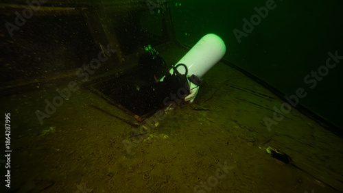 Scuba diving in the lake in UK