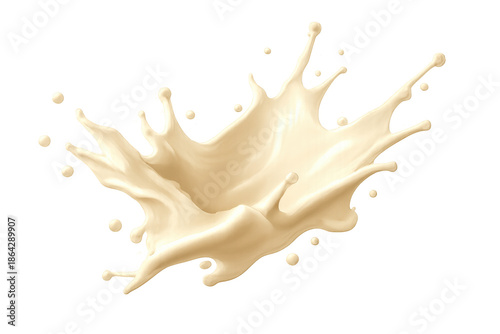 Milk or yogurt splash forming a dynamic crown shape with droplets, depicting freshness and motion on a transparent background