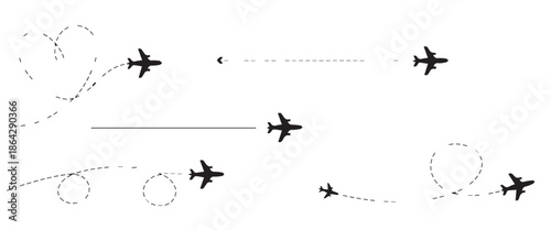 airplane minimalist vector flight routes heart loop figureeight