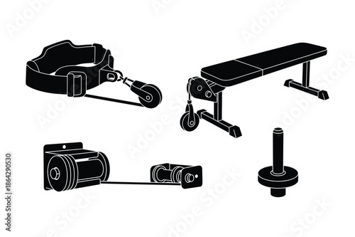 Strength Training Gym and Fitness Equipment Icons