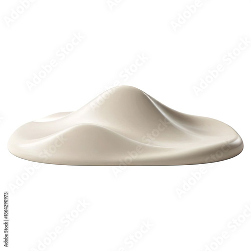 Abstract organic wave sculpture with fluid topographic curves isolated on white background