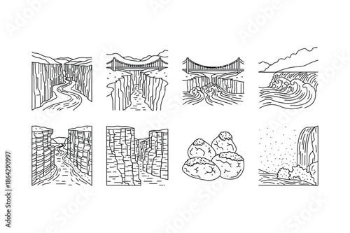Canyon Landscapes and Natural Landmark Scenery Icons