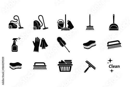 Housekeeping and Domestic Cleaning Service Icons