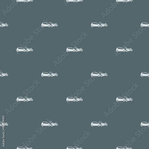 Motorcycle Hits Car, Crash seamless pattern isolated on color background