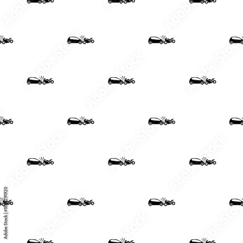 Motorcycle Hits Car, Crash seamless pattern isolated on white background