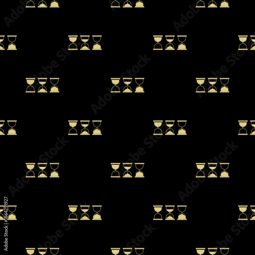 Set of sand clock seamless pattern isolated on black background