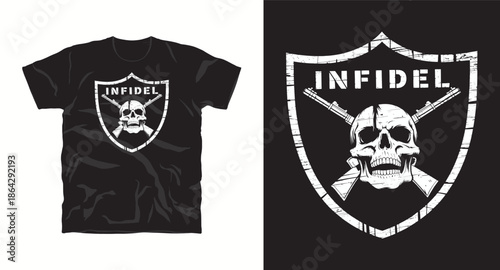 Infidel skull with guns emblem vector graphic