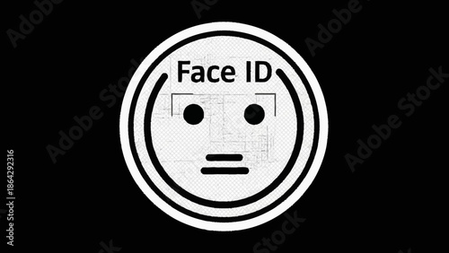 Simple black and white illustration of Face ID technology icon.