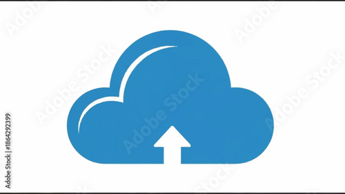 Blue cloud icon with upward arrow symbolizing data upload or cloud storage.