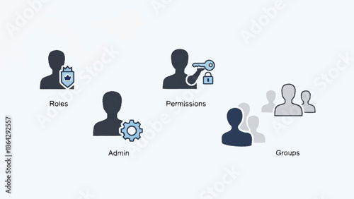 User Roles and Permissions Infographic with Icons.