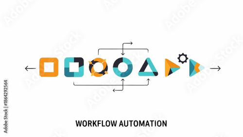 Workflow Automation Process Infographic with Geometric Shapes.