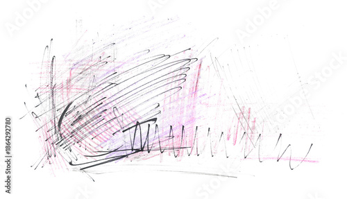 artistic scribbling, color hatching, grunge abstract isolated on white background and texture, design element