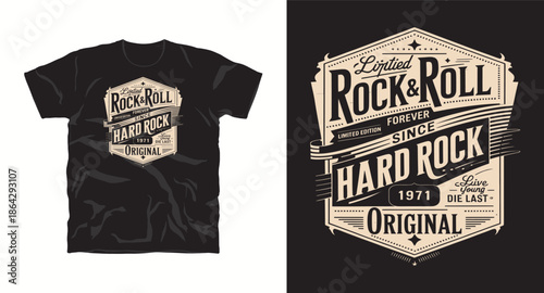 Hard rock and roll since nineteen seventy one original vintage typography badge design