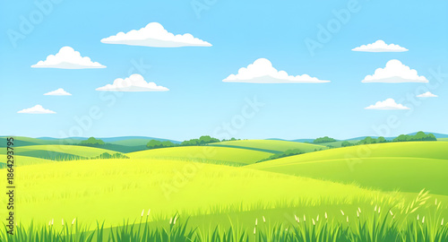 landscape with green grass and blue sky, green grass field, blue sky background, natural meadow scenery, fresh countryside landscape, open grassy land, peaceful nature view, sunny outdoor field, clear