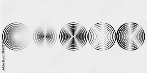 Black rings sound waves set. Circle element. Radar and radio signal. Vector sound abstraction wave. Circle ripples.