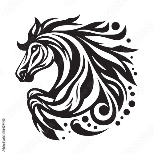 Graceful Horse Silhouette Vector | Minimalist Black & White Outline