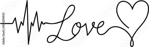 The Heartbeat Valentine Love, EKG Heartbeat Line Forming Word Love
