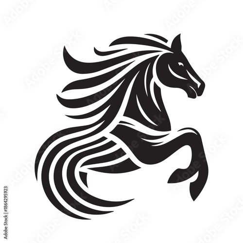 Majestic Horse Silhouette Vector | Powerful Black & White Graphic