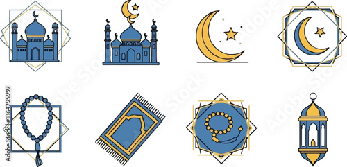 Islamic mega bundle: Desert silhouette religious icons calligraphy and decorative dividers