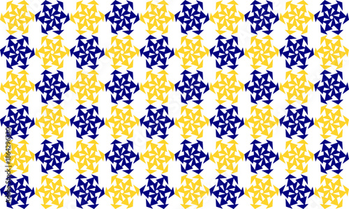 seamless pattern with sweet vintage blue and yellow flower, star repeat style, replete image design for fabric printing, dot round purple flower, patter print checkerboard