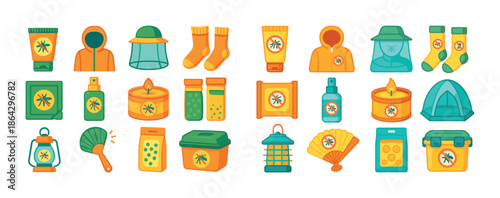 Mosquito repellent products collection with camping and hiking gear