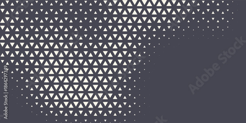 Triangular Halftone Texture Retrowave Vector Geometric Technology Abstract Background. Half Tone Triangles Retro Colored Pattern. Minimal 80s Style Dynamic Tech Structure Wallpaper