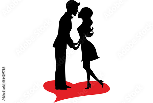 Couple dancing on heart isolated on white background, Vector, illustration
