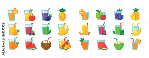 Colorful assortment of fruit juices and refreshing beverages