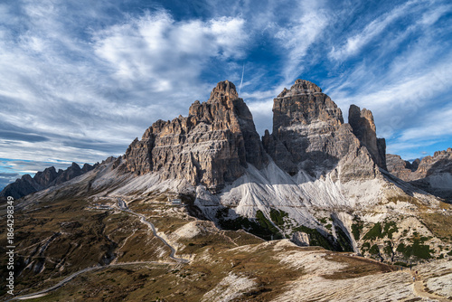 Tre Cime di Lavaredo mountain peaks, Dolomites, Italy