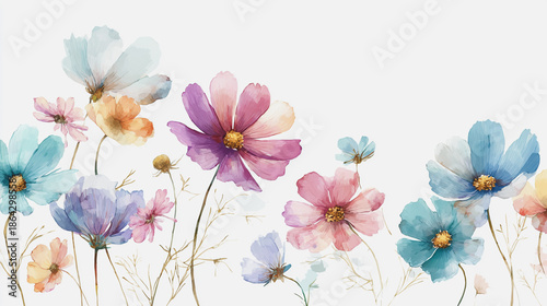 Elegant wedding invitation card background vector. Minimal hand painted watercolor botanical flowers texture template background. Design for wedding, vip cover, poster, rsvp moderncard.Valentine's Day