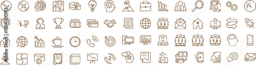 Set of Business strategy icons. Business Management and finance vector line icons