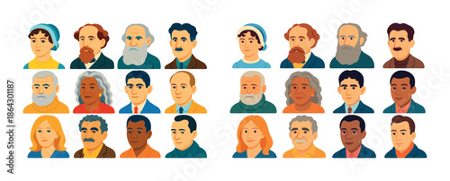 Diverse group of animated characters - male and female - varied races and ages