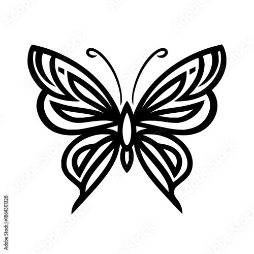 Black Butterfly Vector Illustration Isolated on White Background