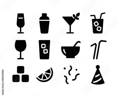 Iconic Party Symbols. New Year