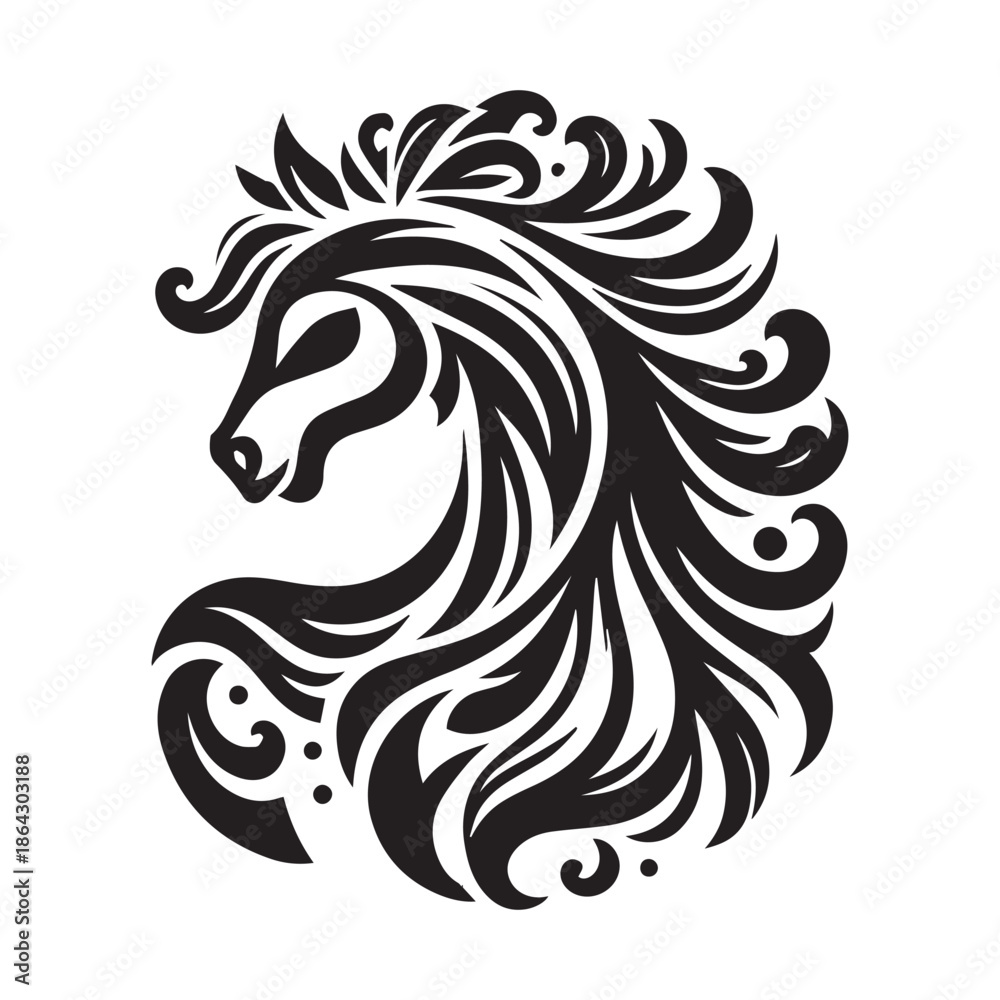 Fototapeta premium Majestic Horse Silhouette Vector | Powerful Black & White Graphic