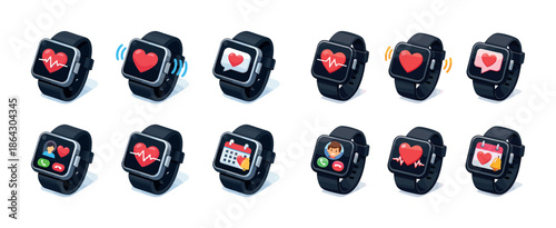 Smartwatch collection with heart rate and notification features