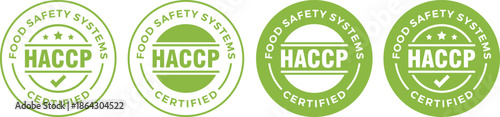 Set of Green HACCP Food Safety Systems Certified Vector Labels