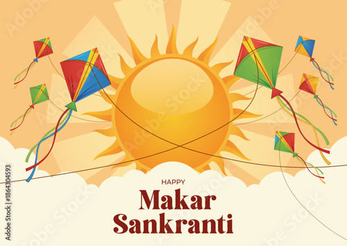 Makar Sankranti Celebration with Kites Vector Concept