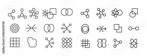 Abstract geometric connection icons for science and technology