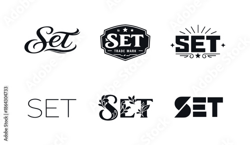 Elegant Logo Variations. Elegant Serif Logo. Set lettering. harmonious lettering variations of the same emblematic concept, each with different artistic