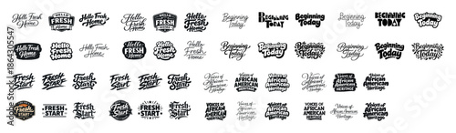 Motivational typography set with inspirational phrases: fresh start and beginning today