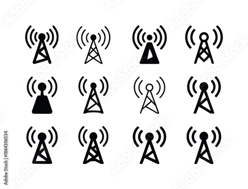 Radio Newsroom Logos. Newsroom for Radio. Icon set. Set Logo of