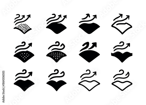 Smart Textile Logos. Smart textiles for athletes. Icon set. Set