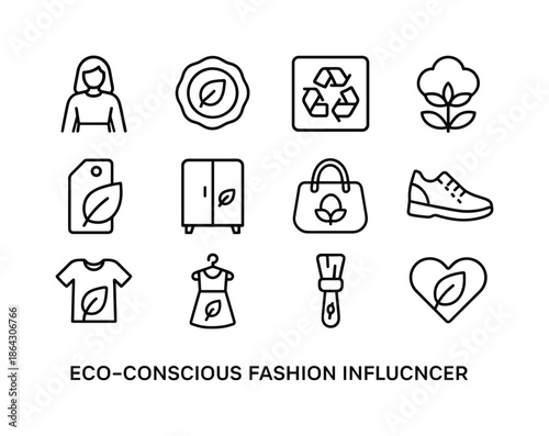 Eco Fashion Icons. Eco-conscious fashion influencers. Line icon