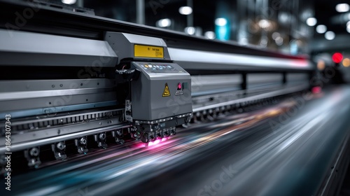 Printing head operating large format industrial plotter machine