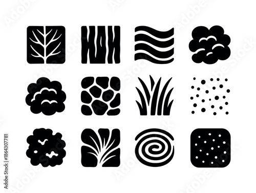 Nature Texture Icons. Nature textures. Solid icon set of Nature