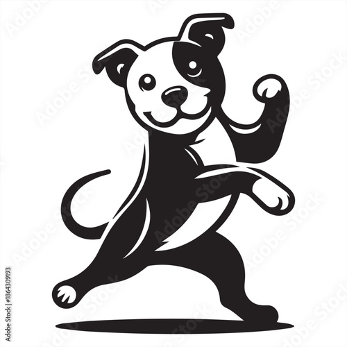 Pitbull Dog Silhouette Vector | Strong Black & White Canine Art