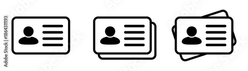 ID Card icons set. Employee clerk card, driver license, Identification card, staff identification card symbol