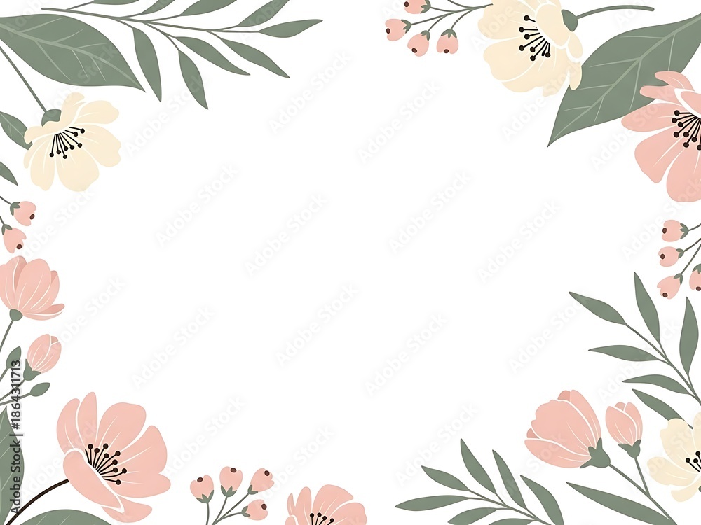 Fototapeta premium Mother's day floral background for greeting card pastel botanical