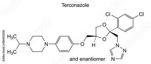 Terconazole, chemical structure of terconazole, drug substance